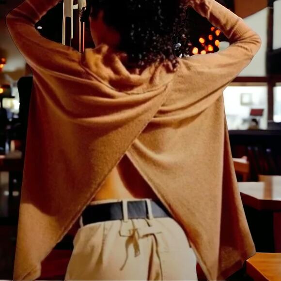 FREE PEOPLE NEW JUICY LONG SLEEVE WAFFLE KNIT OVERSIDED THERMAL CANYON MOON L - Picture 4 of 13